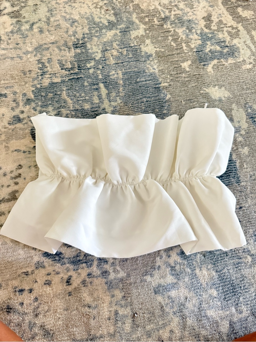 Zara White Ruffled Strapless Crop Top